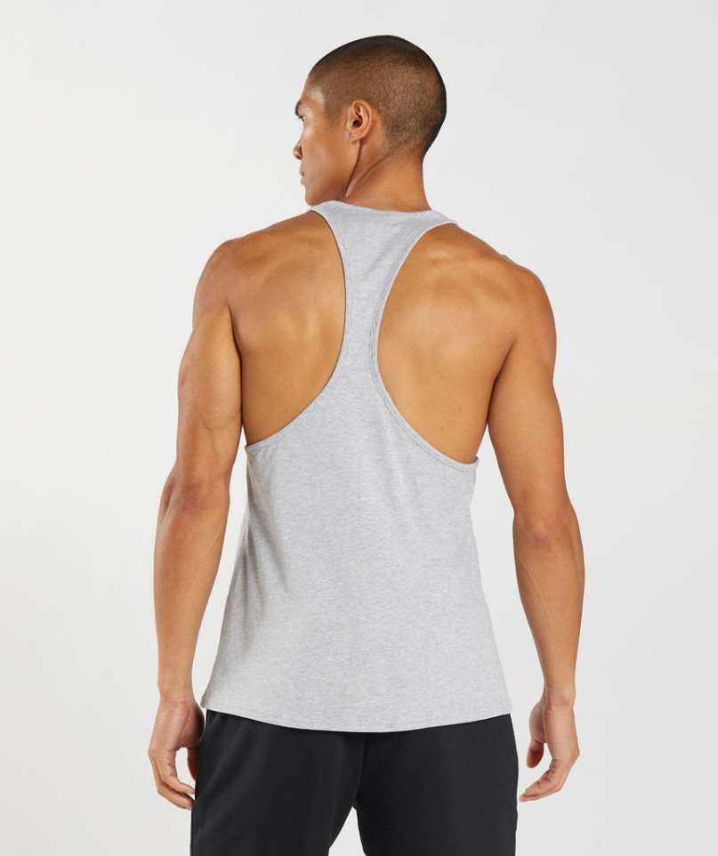 Men's Gymshark Block Stringer Tanks Light Grey | NZ 0CBOIL